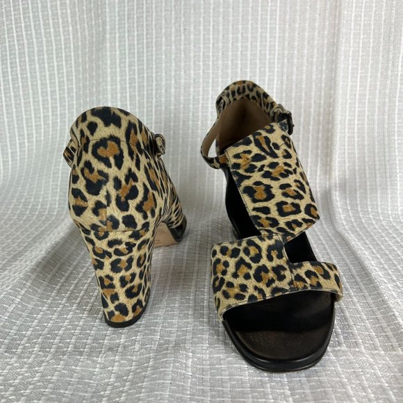 Anyi Lu Sandals 37.5 Nubuck‎ Suede Leopard Open Toe Block Heels Shoes Electra 7 - Picture 1 of 14